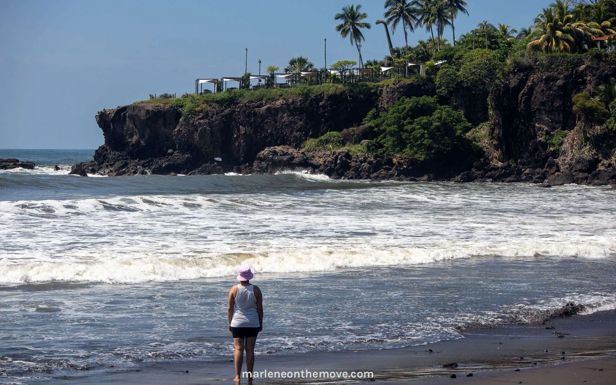 Looking to the wave in El Palmarcito beach, El Salvador