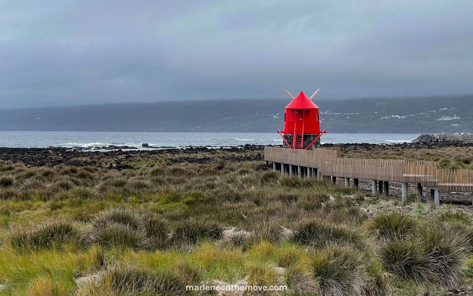 Lajes do Pico view to the windmill and the sea
