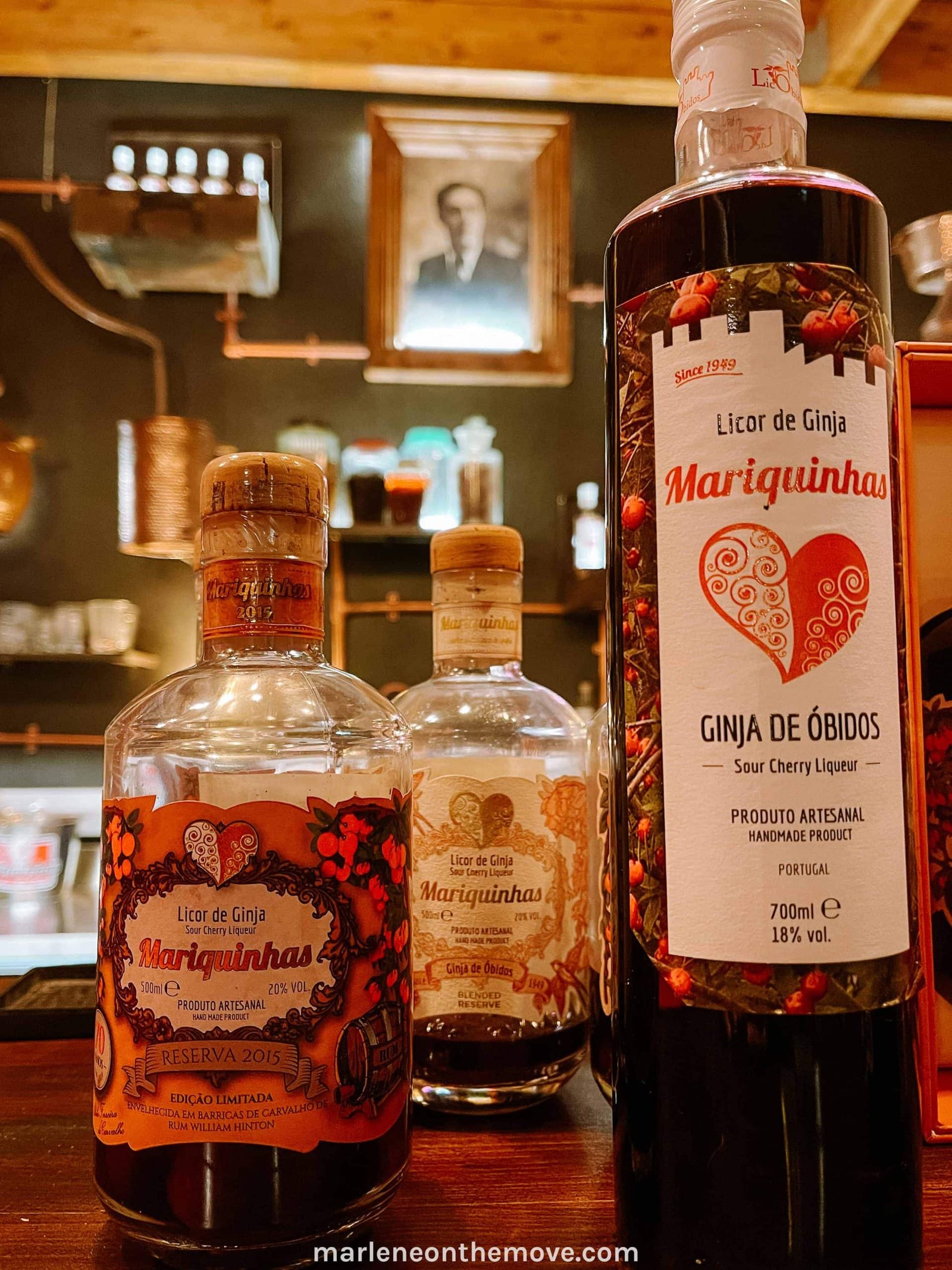 Some of the bottles from Ginja Mariquinhas