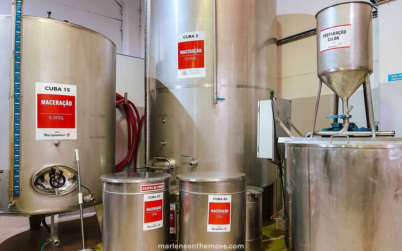 The large maceration tanks with the Mariquinhas Ginja de Óbidos