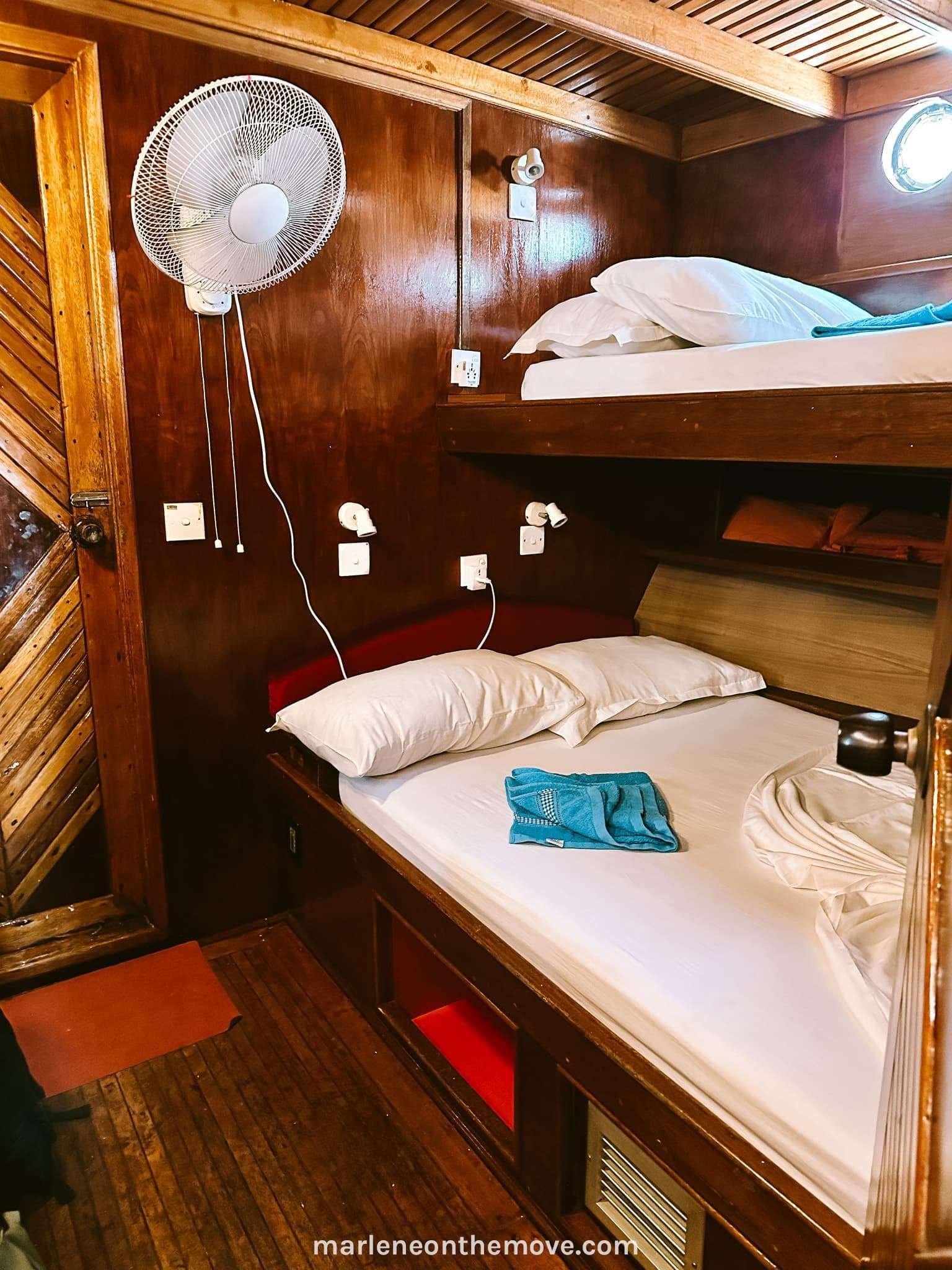 The cabin in the Hope Cruiser boat