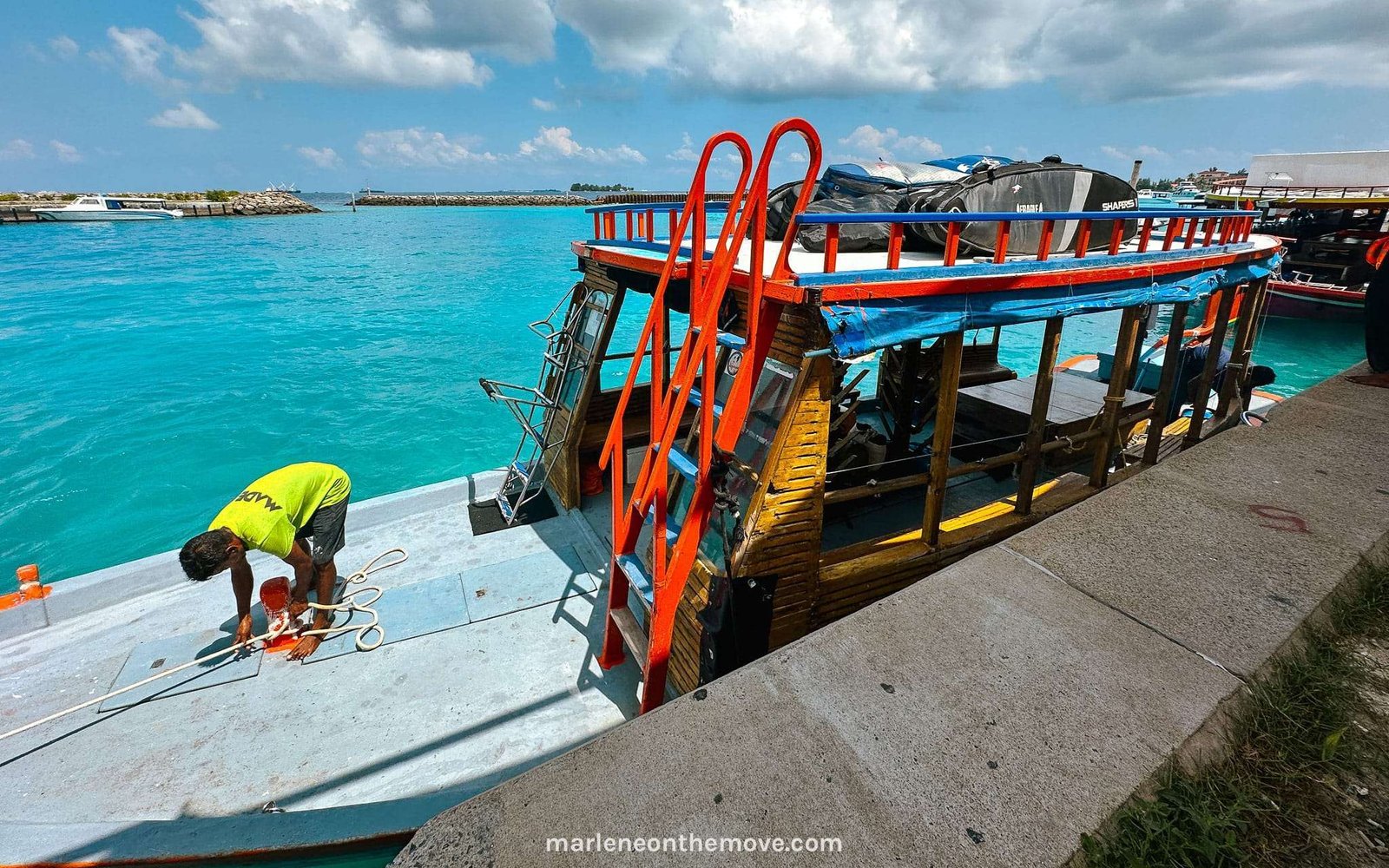 The dhoni boat that took us to the Hope Cruiser in the Maldives