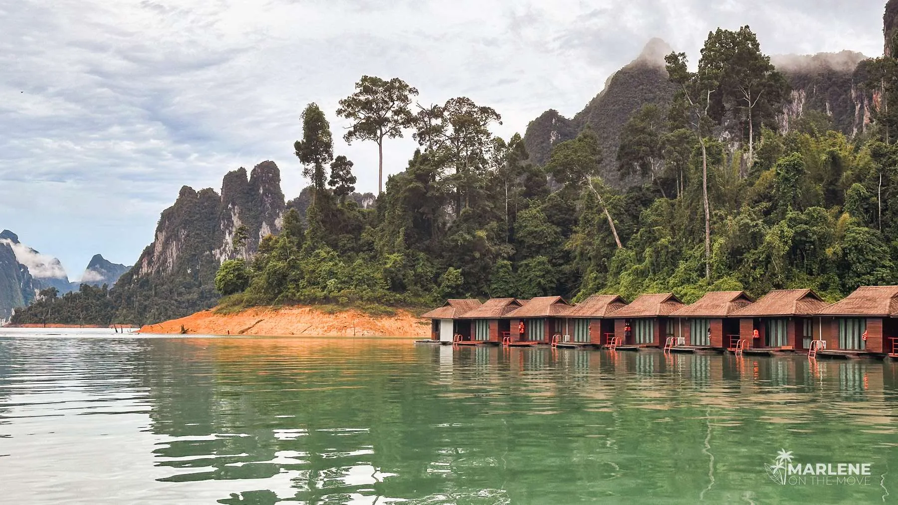 Floating bungalows on Cheow Lan Lake in Khao Sok National Park, Thailand