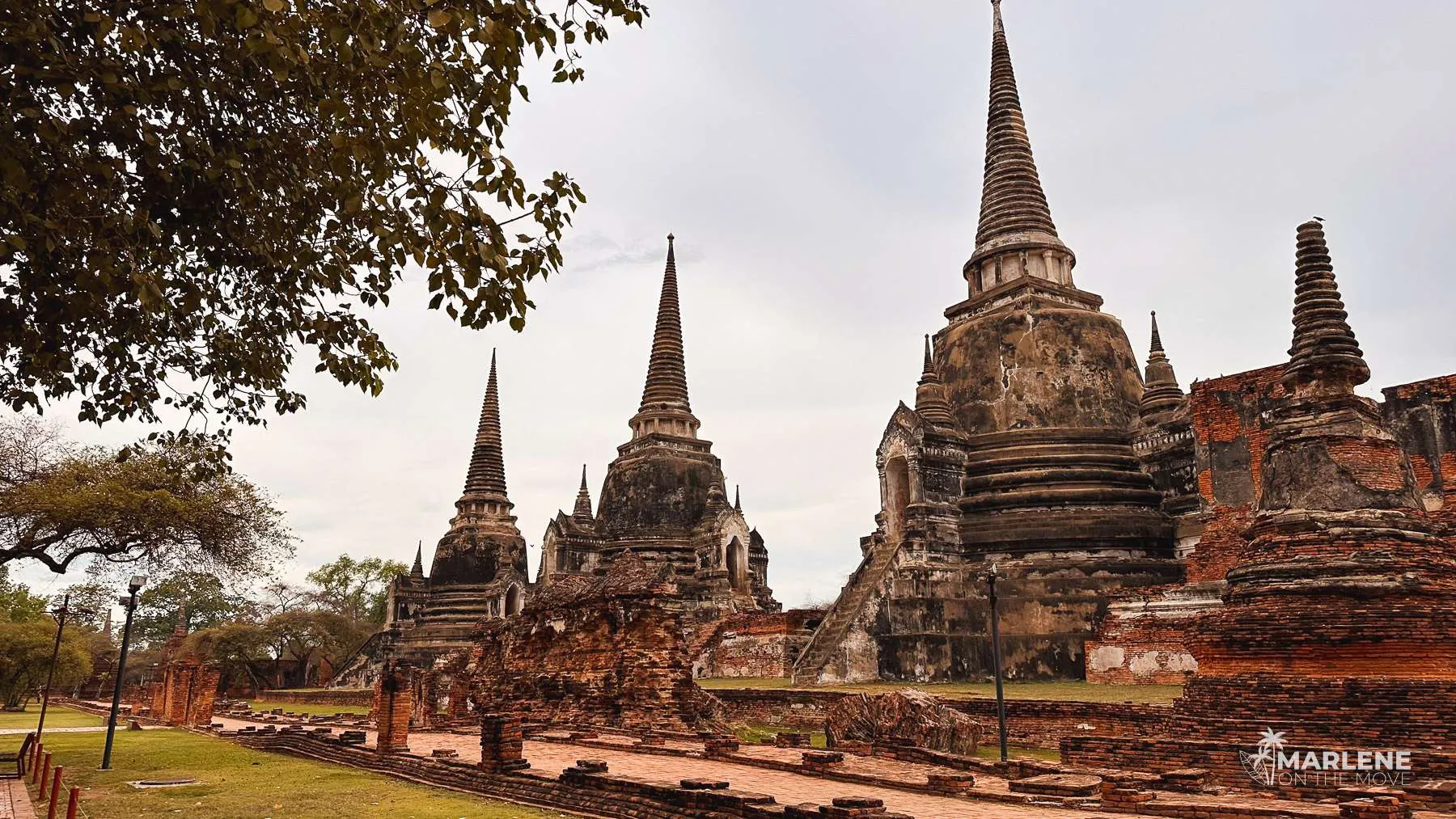 Ancient stupas of Wat Phra Si Sanphet in Ayutthaya Historical Park, Thailand, a must-see UNESCO World Heritage site.