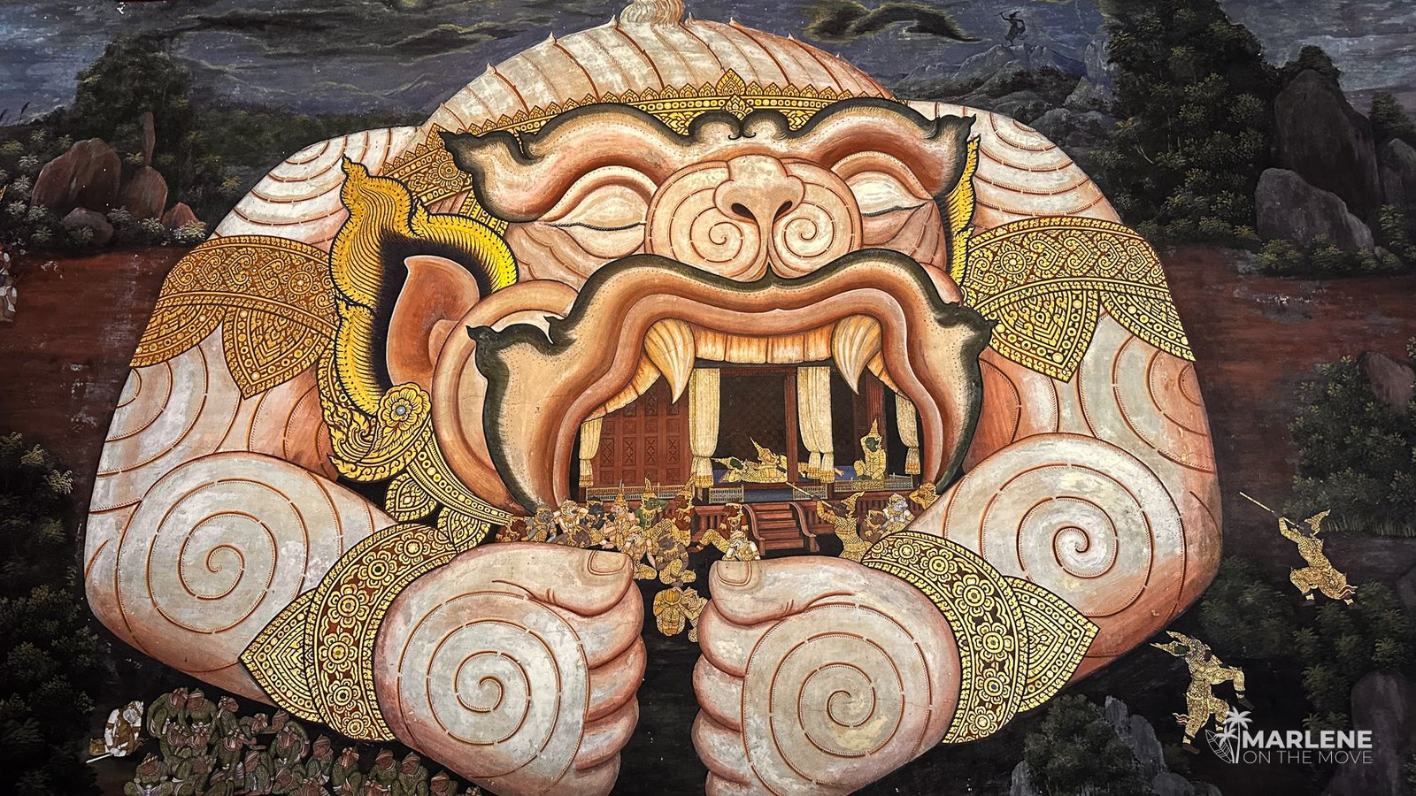 Mural no interior do Grande Palácio em Bangkok