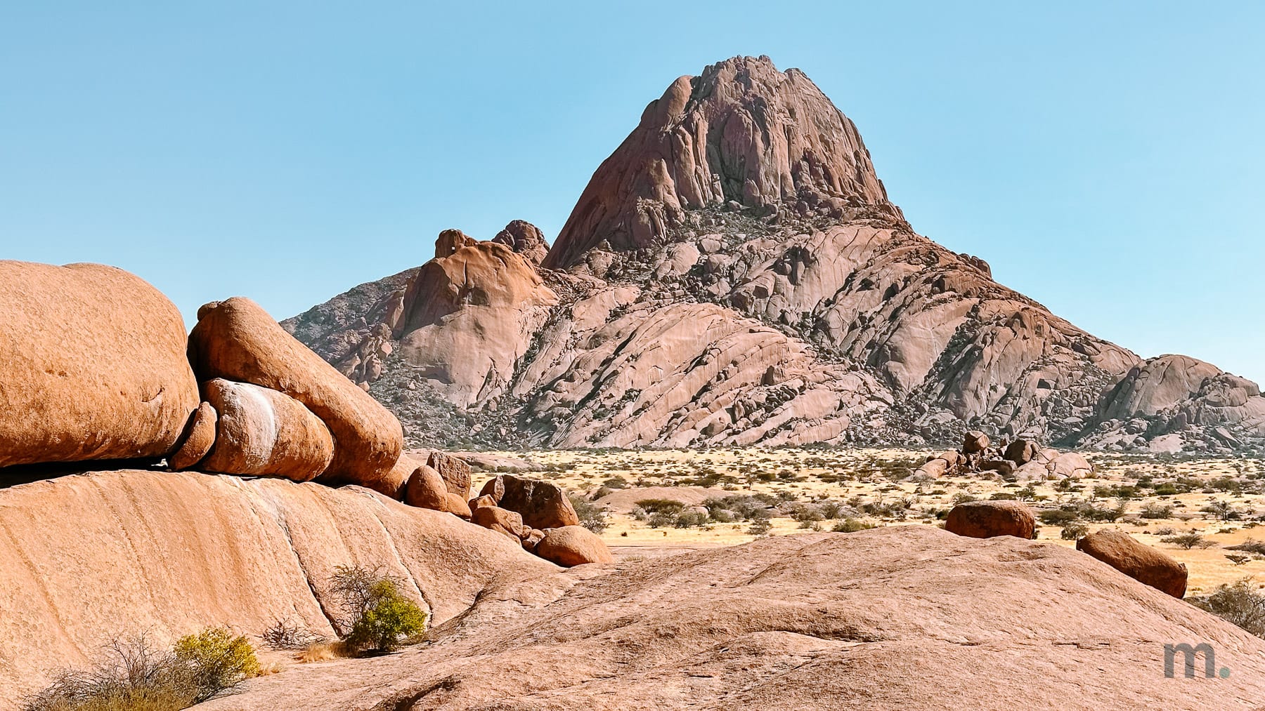 The Spitzkoppe granite massif rising above the Namib desert plain